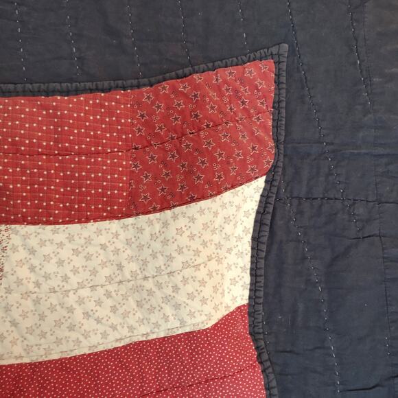Patriotic Flag Quilt Red White Blue Stars Patchwork USA Home Decor Throw Rug USA - Picture 7 of 9